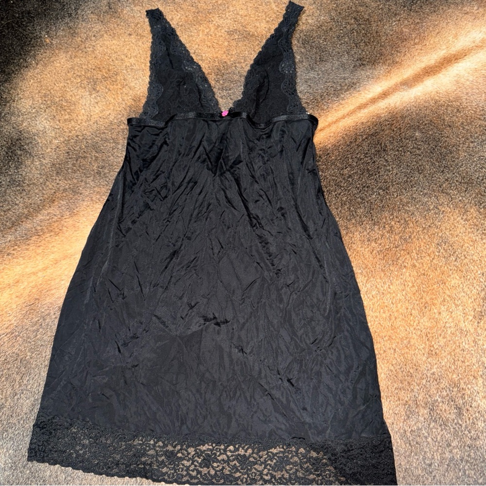 Victorias Secret Vintage Black Slip Dress Nightie Lingerie MEDIUM